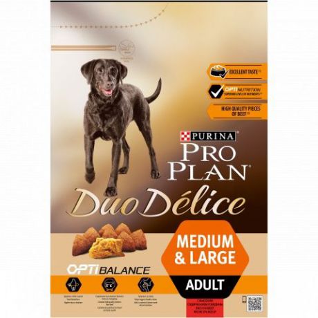PRO PLAN Duo Delice Adult корм для взрослых собак с говядиной и рисом 2,5кг