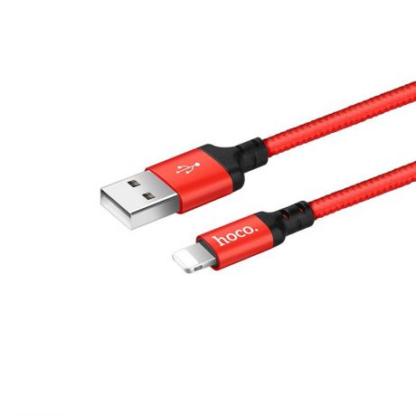USB кабель HOCO для iPhone X14 Times Speed плетеный красный 2 м.