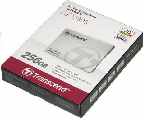 Твердотельный диск 256GB Transcend, 230S, 3D NAND, SATA III R/W - 560/520 MB/s