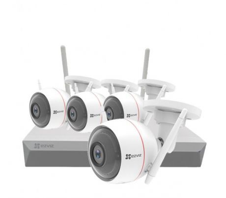 Система видеонаблюдения Ezviz Комплект видеонаблюдения IP Видеорегистратор + IP-камера ezWireLessKit 8CH, Vault Live 8CH + Husky Air 1080p(2.8 мм) х 4 шт, белый
