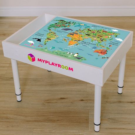 Детский стол MYPLAYROOM Световая песочница с короткой крышкой "Детская карта мира"