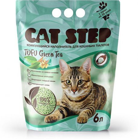 CatStep Tofu комкующийся наполнитель для кошачьих туалетов, зеленый чай (6 л)