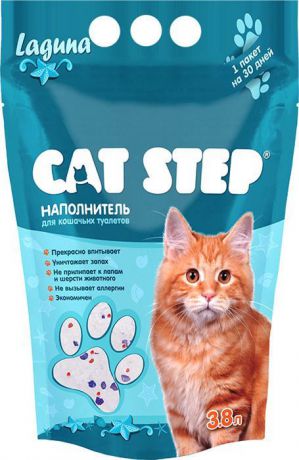 CatStep наполнитель для кошачьих туалетов "Лагуна", силикагелевый впитывающий (3,8 л)