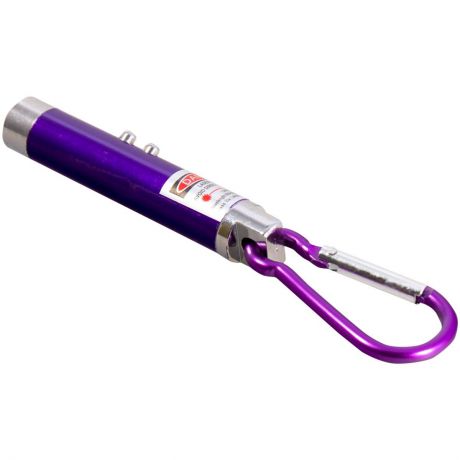 Игрушка для животных лазерная указка с фонариком и карабином фиолетовая