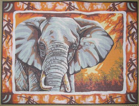 Канва с нанесенным рисунком "Сафари. Слон" (50 х 65 см.)