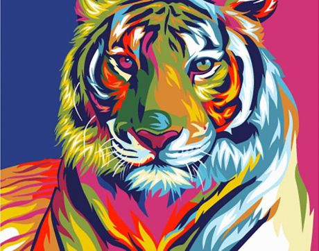 Картина по номерам Артвентура "Радужный тигр" 16,5х13см