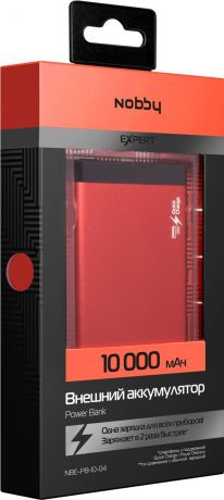 Внешний аккумулятор Nobby NBE-PB-10-04 10000 мАч, красный
