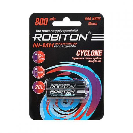 Аккумуляторная батарейка Robiton Cyclone Rtu800Mhaaa Bl2, 15585