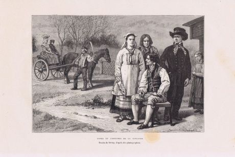 Финны, типы и костюмы. Ксилография. Франция, Париж, 1880 год