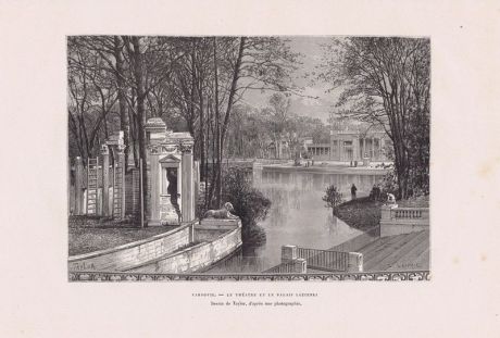 Польша, Варшава, Лазенковский дворец. Ксилография. Франция, Париж, 1880 год