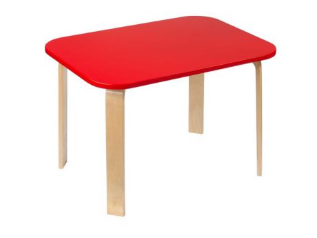 Детский столик Мордочки красный (цвет столешницы: красный, цвет ножек стола: береза)