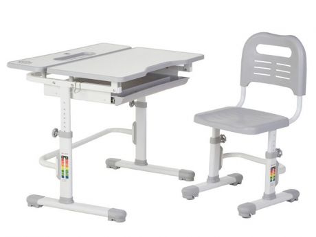 Комплект парта и стул FunDesk Lavoro new (цвет столешницы: серый, цвет ножек стола: белый)