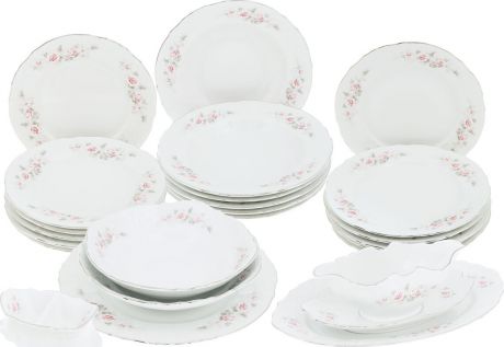 Набор столовой посуды Thun 1794 a.s. Мейсенский букет Бледные розы, БТФ0305, на 6 персон, 24 предмета