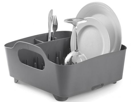 Сушилка для посуды и столовых приборов Umbra "Tub", цвет: темно-серый, 18 х 38,1 х 35,6 см