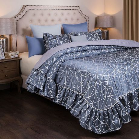 Комплект постельного белья SANTALINO Комплект на кровать Модерн, покрывало, 250 х 230 см, 2 наволочки 50 х 70 см серый