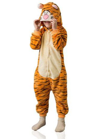 Кигуруми костюм из флиса TipTop детский тигруля 4605180029283, тигровый , размер 130