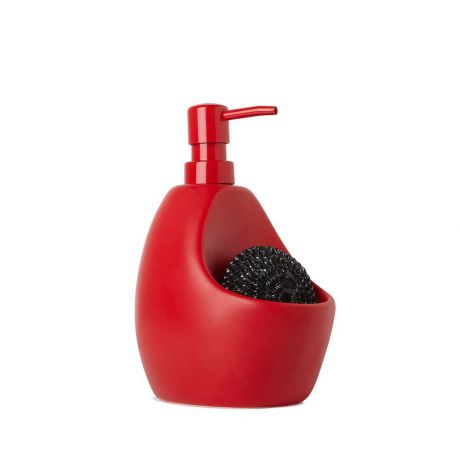 Дозатор для мыла Umbra "Joey", с подставкой для губки, цвет: красный, 740 мл