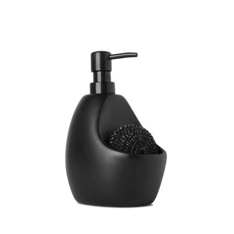 Дозатор для мыла Umbra "Joey", с подставкой для губки, цвет: черный, 740 мл