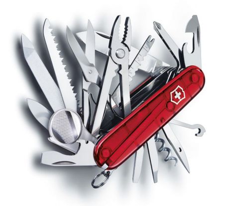 Нож Victorinox SwissChamp, 91 мм, 33 функции, полупрозрачный красный
