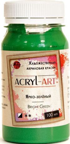 Краска акриловая художественная Акрил-Арт, "Таир", 100 мл, Ярко-зеленая