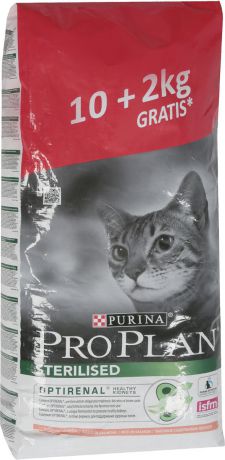 Сухой корм "Pro Plan" для стерилизованных кошек и кастрированных котов, с лососем, 10 + 2 кг