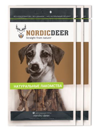 Лакомство для собак Nordic Deer "Хорда говяжья", 3 шт по 40 г