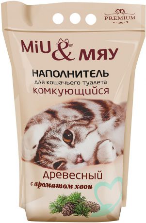 Наполнитель для кошачьего туалета Miu & Мяу 2171, древесный, комкующийся, с натуральным ароматом Хвои, 5 л