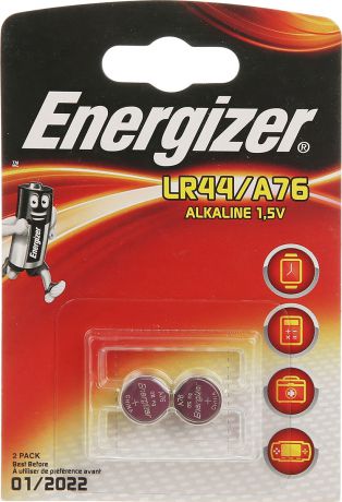 Батарейка Energizer "Alkaline", тип LR44/A76, 1,5V, 2 шт