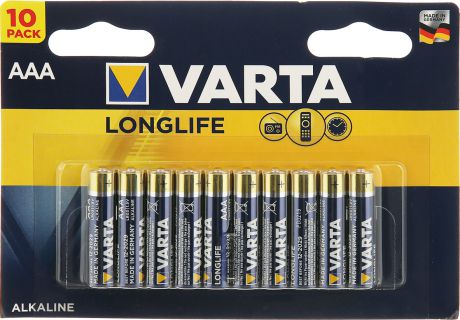 Батарейка Varta "Longlife", тип AAA, 1,5В, 10 шт