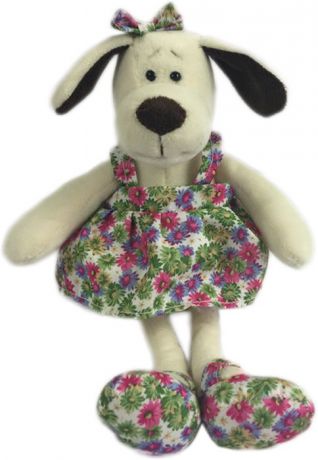 Teddy Мягкая игрушка Собака в платье с цветами 16 см