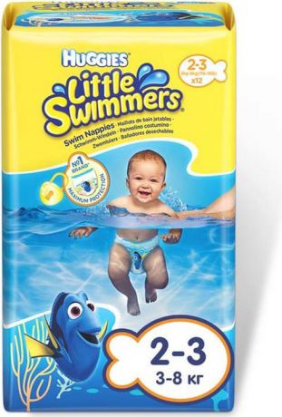 Huggies Подгузники для плавания Little Swimmers 2-3 (3-8 кг) 12 шт