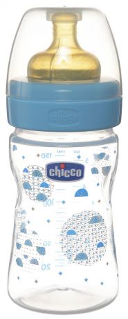 Chicco Бутылочка для кормления с латексной соской от 0 месяцев цвет голубой 150 мл