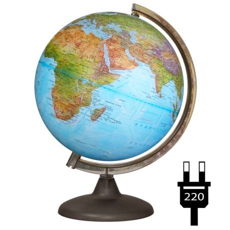 Глобусный мир Глобус с физической/политической картой мира диаметр 25 см с подсветкой