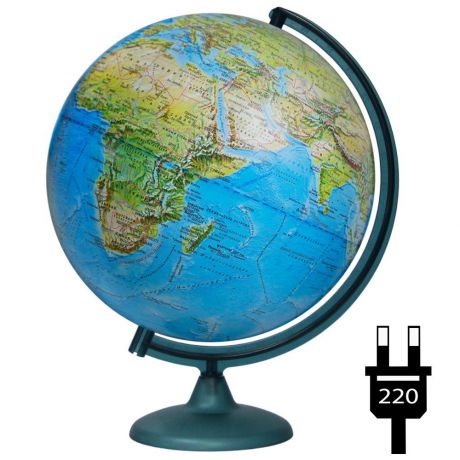 Глобусный мир Глобус с физической/политической картой мира, с подсветкой, диаметр 32 см