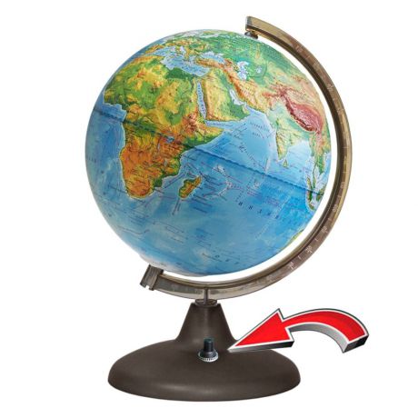 Глобусный мир Глобус с физической картой мира рельефный с подсветкой диаметр 21 см