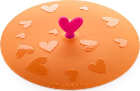 Крышка герметичная Lekue "Agatha. Сердце", цвет: оранжевый, диаметр 17 см