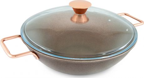 Сковорода-вок Нева Металл Посуда "Saffran" с крышкой, с антипригарным покрытием. Диаметр 30 см