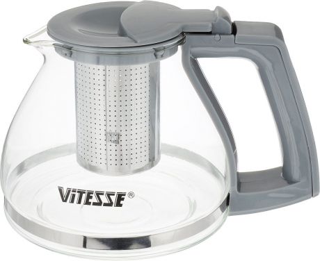 Чайник заварочный "Vitesse", цвет: серый, 0,9 л