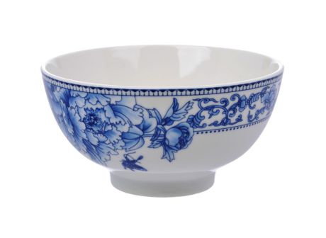 Салатница Nanshan Porcelain "Наньшань", цвет: белый, синий, диаметр 12,5 см