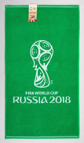Полотенце махровое FIFA "Официальная эмблема чемпионата 2018", цвет: белый, зеленый, 35 х 55 см