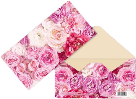 Открытка-конверт Дарите Счастье "Розы", 165 х 80 мм