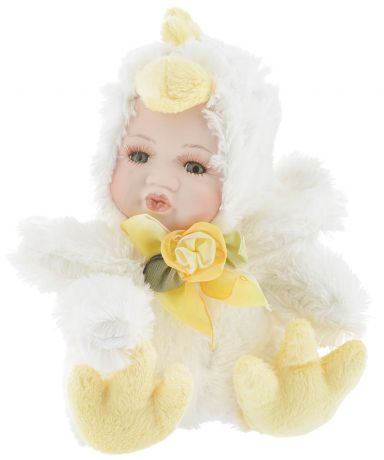 Фигурка новогодняя ESTRO "Ребенок в костюме цыпленка", цвет: белый, желтый, высота 17 см