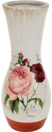 Ваза декоративная ArtHouse "Куст розы", цвет: белый, мультиколор, высота 26 см. 60034