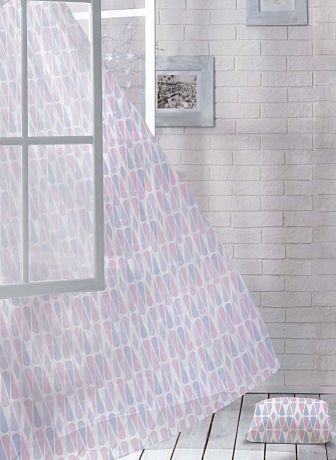 Комплект штор Волшебная ночь "Vitality", на ленте, цвет: голубой, розовый, белый, высота 270 см, 2 шт