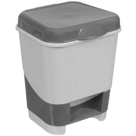 Контейнер для мусора "Полимербыт", с педалью, цвет: серый, белый, 8 л