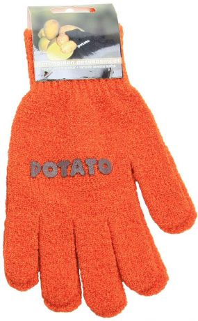Перчатки хозяйственные "Natura", для чистки молодого картофеля и овощей, цвет: оранжевый