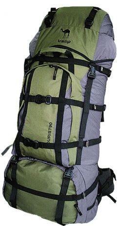 Рюкзак туристический Tramp "Tourist", цвет: серый, хаки, 90 л