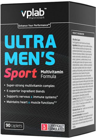 Витаминно-минеральный комплекс для мужчин Vplab "Ultra Men’s Sport Multivitamin Formula", 90 капсул