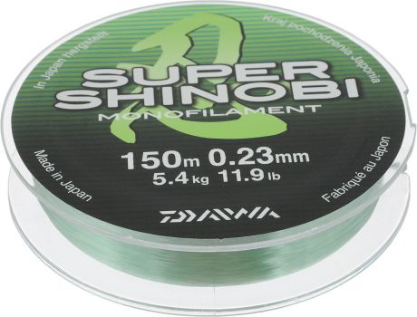 Леска Daiwa "Super Shinobi", цвет: светло-зеленый, 150 м, 0,23 мм, 5,5 кг