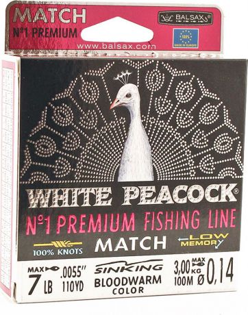 Леска Balsax White Peacock Match, 100 м, 0,14 мм, 3,0 кг